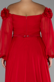 Abendgarderobe in Großen Größen Lang Chiffon Rot ABU4131