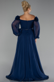 Abendgarderobe in Großen Größen Lang Chiffon Marineblau ABU4131