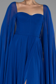 Standesamtkleid Lang Chiffon Sächsischblau ABU4158
