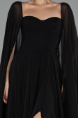 Standesamtkleid Lang Chiffon Schwarz ABU4158