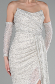 Abendkleid Lang Perlenbesetzt Beige ABU4163