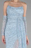 Abendkleid Lang Perlenbesetzt Eisblau ABU4163