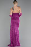 Abendkleid Lang Perlenbesetzt Fuchsie ABU4163