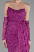 Abendkleid Lang Perlenbesetzt Fuchsie ABU4163