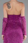 Abendkleid Lang Perlenbesetzt Fuchsie ABU4163