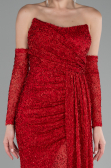 Abendkleid Lang Perlenbesetzt Rot ABU4163