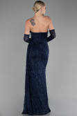 Abendkleid Lang Perlenbesetzt Marineblau ABU4163