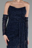 Abendkleid Lang Perlenbesetzt Marineblau ABU4163