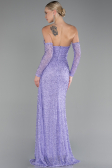 Abendkleid Lang Perlenbesetzt Lila ABU4163