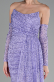 Abendkleid Lang Perlenbesetzt Lila ABU4163