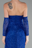 Abendkleid Lang Perlenbesetzt Sächsischblau ABU4163
