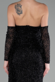 Abendkleid Lang Perlenbesetzt Schwarz ABU4163