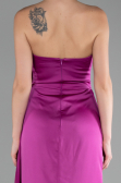 Abendkleid Lang Satin Fuchsie ABU4174