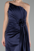 Abendkleid Lang Satin Marineblau ABU4174