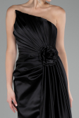 Abendkleid Lang Satin Schwarz ABU4174