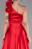 Abendkleid Lang Satin Rot ABU4189
