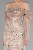 Partykleid Midi Schuppig Beige ABK2130