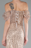 Partykleid Midi Schuppig Beige ABK2130