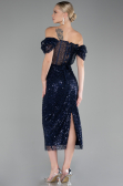 Partykleid Midi Schuppig Marineblau ABK2130