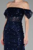 Partykleid Midi Schuppig Marineblau ABK2130