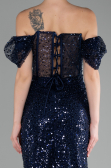 Partykleid Midi Schuppig Marineblau ABK2130