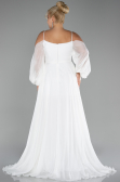 Verlobungskleid In Übergröße Lang Chiffon Weiß ABU4167