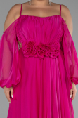 Verlobungskleid In Übergröße Lang Chiffon Fuchsie ABU4167