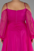 Verlobungskleid In Übergröße Lang Chiffon Fuchsie ABU4167