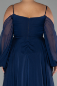 Verlobungskleid In Übergröße Lang Chiffon Marineblau ABU4167