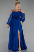 Verlobungskleid In Übergröße Lang Chiffon Sächsischblau ABU4167