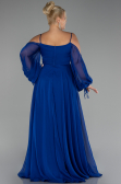 Verlobungskleid In Übergröße Lang Chiffon Sächsischblau ABU4167