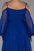 Verlobungskleid In Übergröße Lang Chiffon Sächsischblau ABU4167