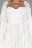 Kleider in Großen Größen Lang Chiffon Weiß ABU4161