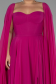 Kleider in Großen Größen Lang Chiffon Fuchsie ABU4161