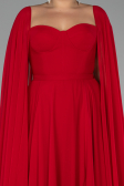 Kleider in Großen Größen Lang Chiffon Rot ABU4161