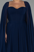 Kleider in Großen Größen Lang Chiffon Marineblau ABU4161