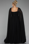 Kleider in Großen Größen Lang Chiffon Schwarz ABU4161