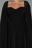 Kleider in Großen Größen Lang Chiffon Schwarz ABU4161