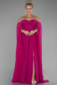 Kleider in Großen Größen Lang Chiffon Fuchsie ABU4161