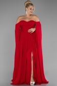 Kleider in Großen Größen Lang Chiffon Rot ABU4161