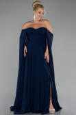 Kleider in Großen Größen Lang Chiffon Marineblau ABU4161