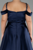 Verlobungskleid In Übergröße Lang Satin Marineblau ABU4207