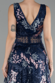 Abendkleid Lang Guipure Spitze Marineblau ABU4244