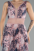 Abendkleid Lang Guipure Spitze Puder ABU4244