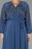 Abendkleid in Übergröße Lang Chiffon Indigo ABU4257