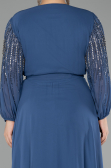 Abendkleid in Übergröße Lang Chiffon Indigo ABU4257