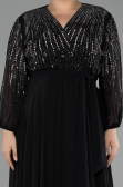 Abendkleid in Übergröße Lang Chiffon Schwarz ABU4257