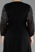 Abendkleid in Übergröße Lang Chiffon Schwarz ABU4257