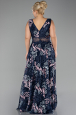 Abendkleid in Übergröße Lang Guipure Spitze Marineblau ABU4261