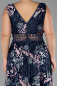 Abendkleid in Übergröße Lang Guipure Spitze Marineblau ABU4261